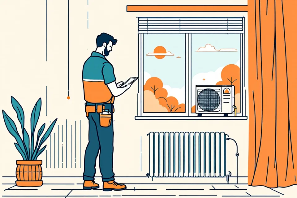 Illustratie: installateur aan het werk